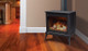 Black Westport gas stove in living room