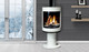 white S50 gas stove with pole pedestal