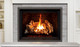 G50 gas fireplace with birch log set and brick interior