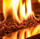 black glass bezel burning in fireplace