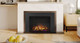 Ei33 electric fireplace with 3 sided finishing trim and oak logs in room