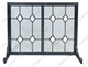 Panel Screen with Two Rectangular Doors Glass Diamond Design - Black Wrought Iron and Glass