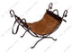 Log Holder Bronze Wrought Iron with Suede & Leather Trim Carrier
