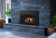 Ruby Platinum with Reflective Black Glass Interior, Birch Log Set, Black Contemporary Arch, Small Surround