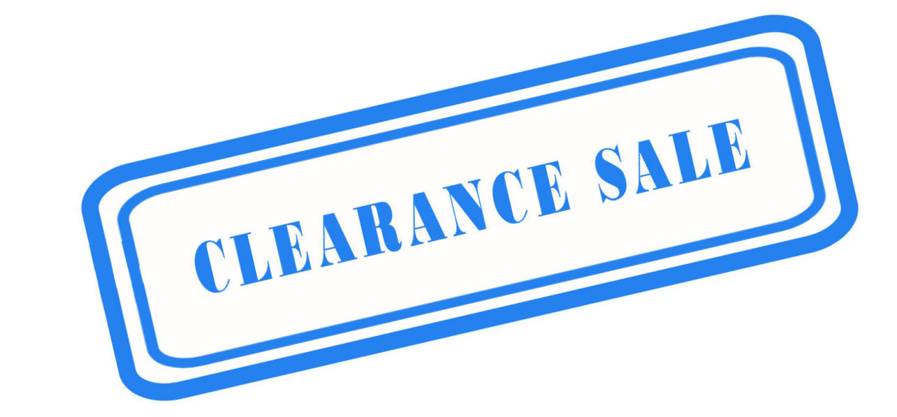 Clearance sale sign with double blue border