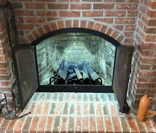 before photo of fireplace