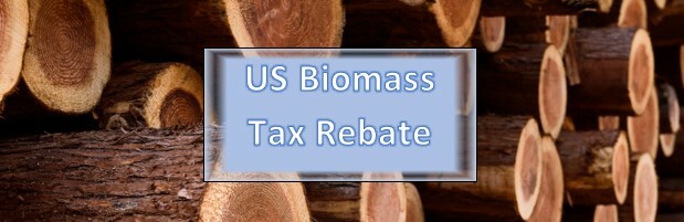 US Biomass tax credit eligible sign over a pile of wood