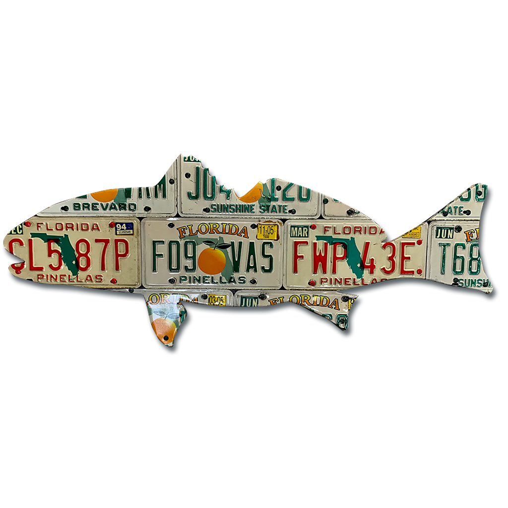 Redfish License Plate Art Cody Richardson The Fly Shop