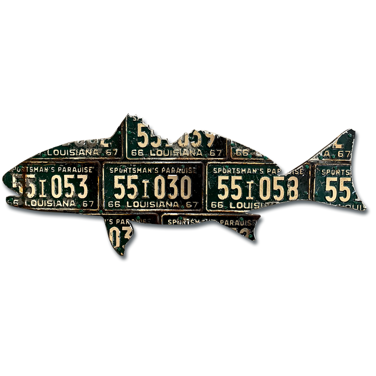 Louisiana Antique Redfish License Plate Art