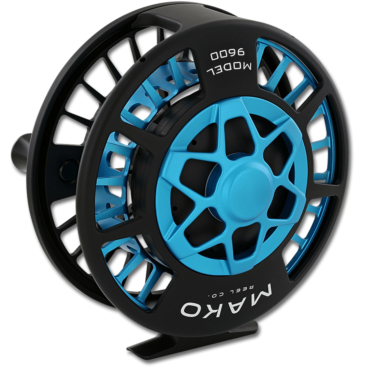 Mako Model 9600B Large Reel - Turquoise on Black (Back)