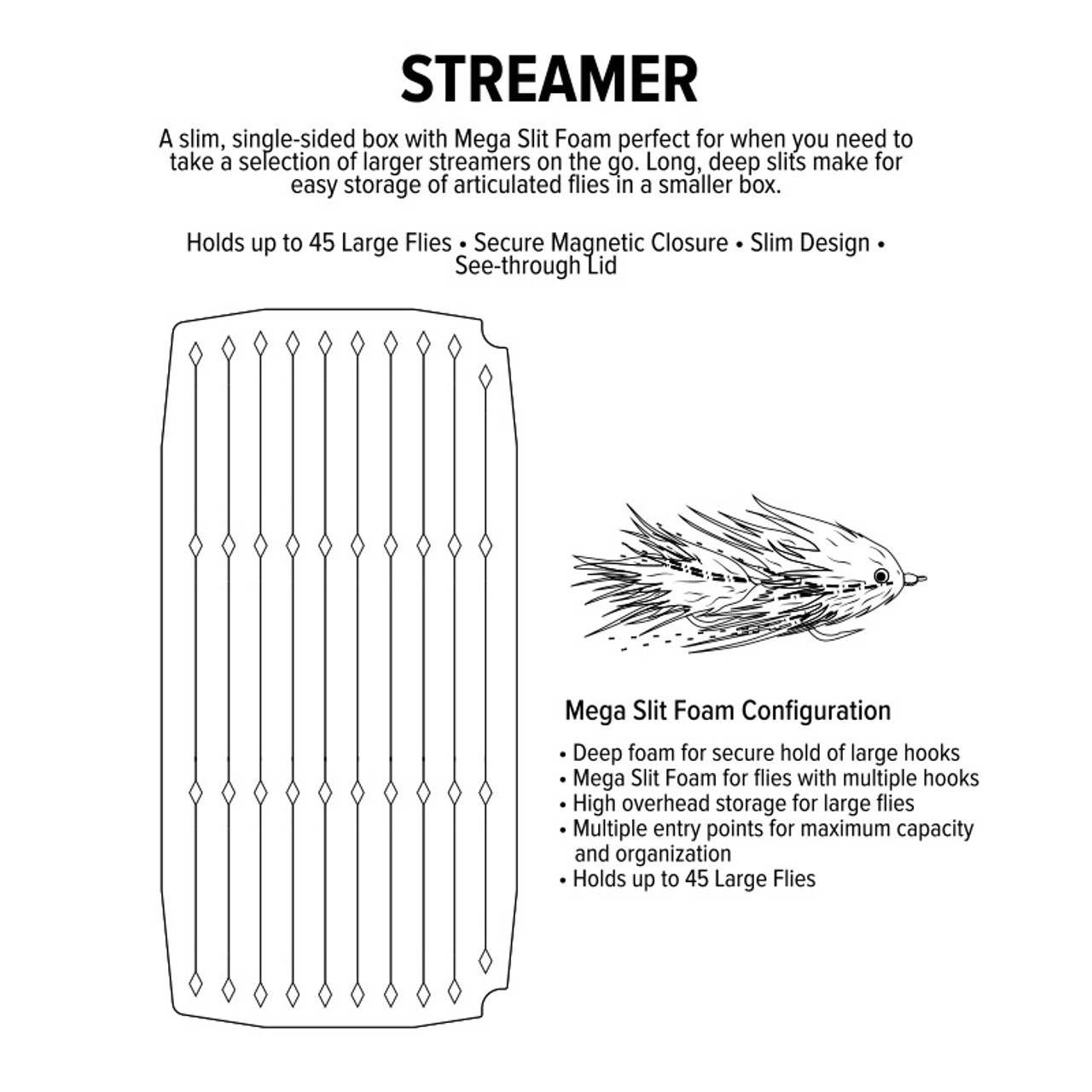 Umpqua UPG Foam Fly Boxes - Streamer (Layout)