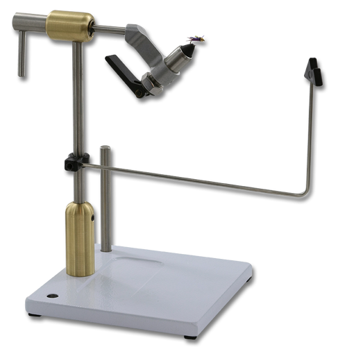 The Peak Rotary Vise - shown with Brass Riser and Tool Post Caddy