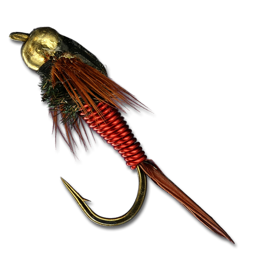 FLY FISHING FLIES - Black/Red BH ATTRACTOR STONE Nymph size #10 (6