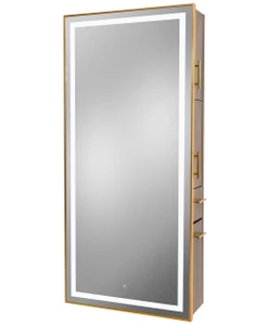 Pibbs 9220 Lumina Gold Frame LED Mirror & Storage Server