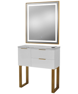 Pibbs 6002L Capri Styling Station with Legs & LED Mirror