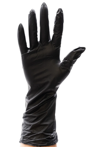 Colortrak Extended Cuff Black Vinyl Disposable Gloves