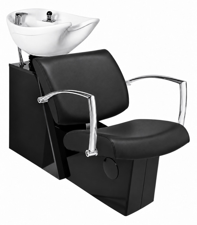 Pibbs Rosa 5258B Tilt Bowl Backwash with Black Steel Base - Black