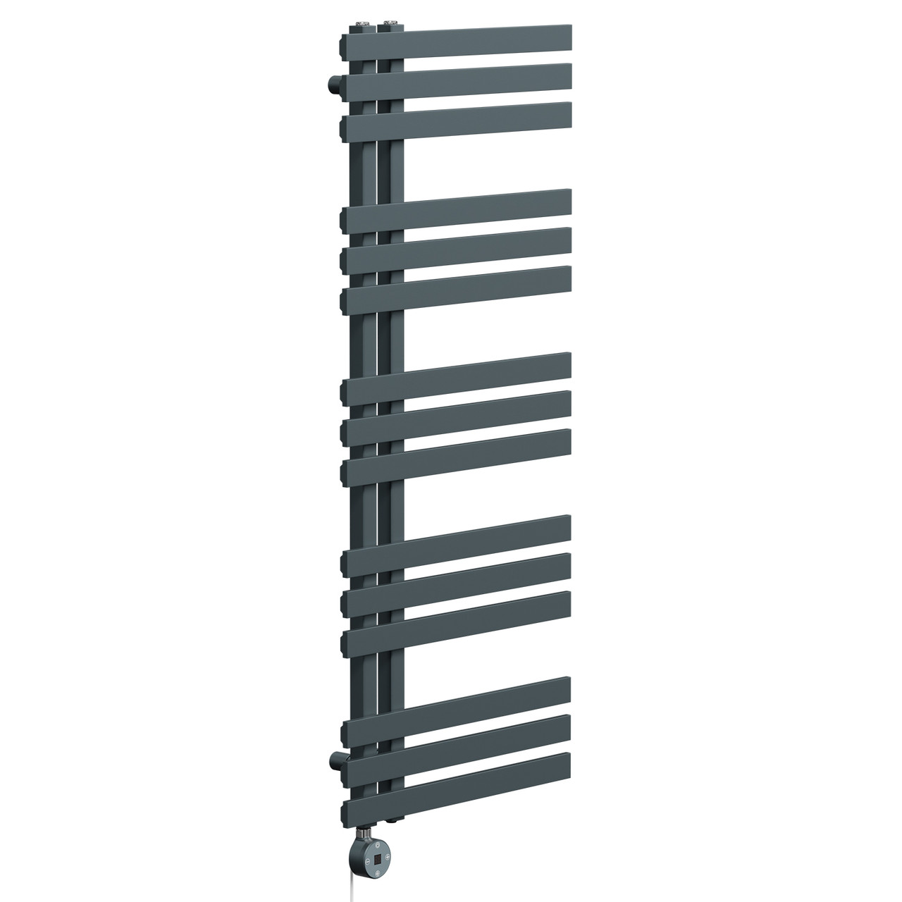 Helsinki Anthracite Straight Digital Thermostatic Electric Heated Towel Rail Left Hand Side View