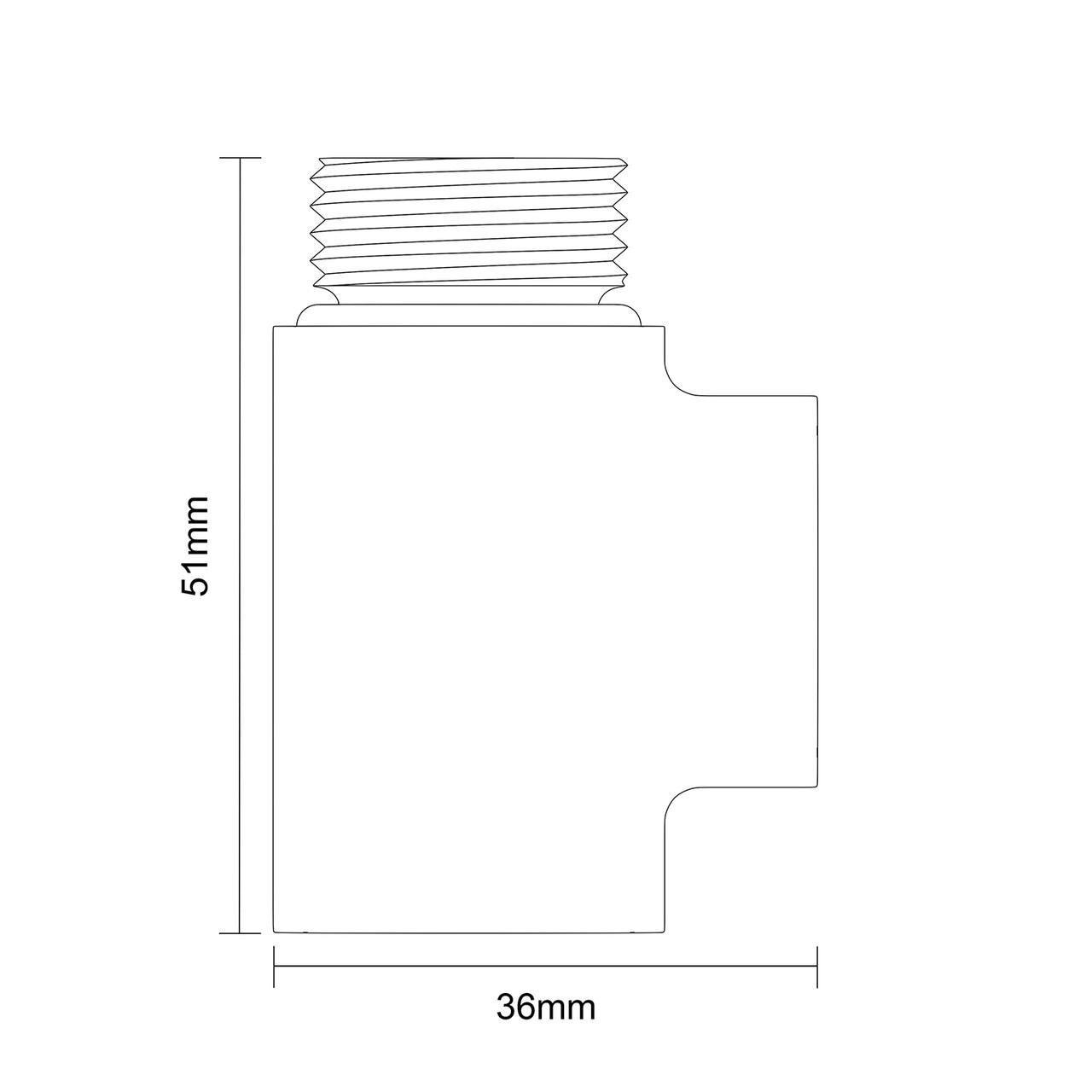 Alves Matt Black Dual Fuel Conversion Kit T Piece Side on Product Measurements