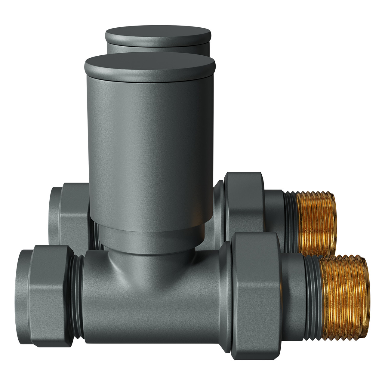 Alves Round Anthracite Straight Radiator Valves Side on View