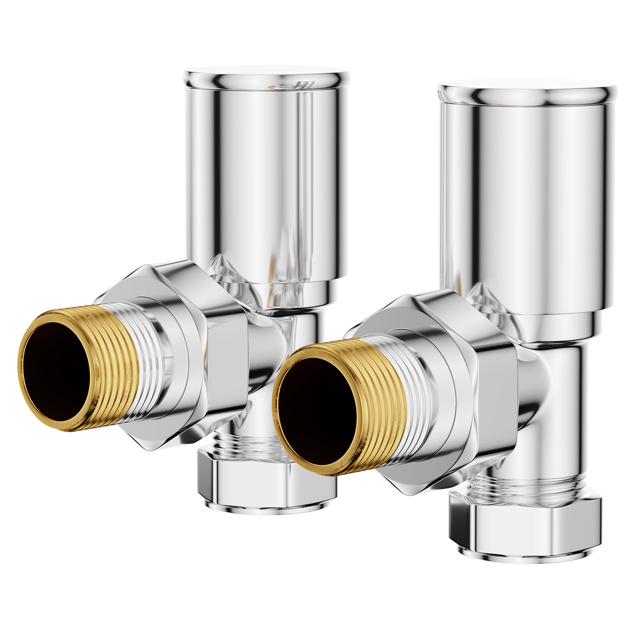 Alves Round Chrome Angled Radiator Valves Right Hand Side View