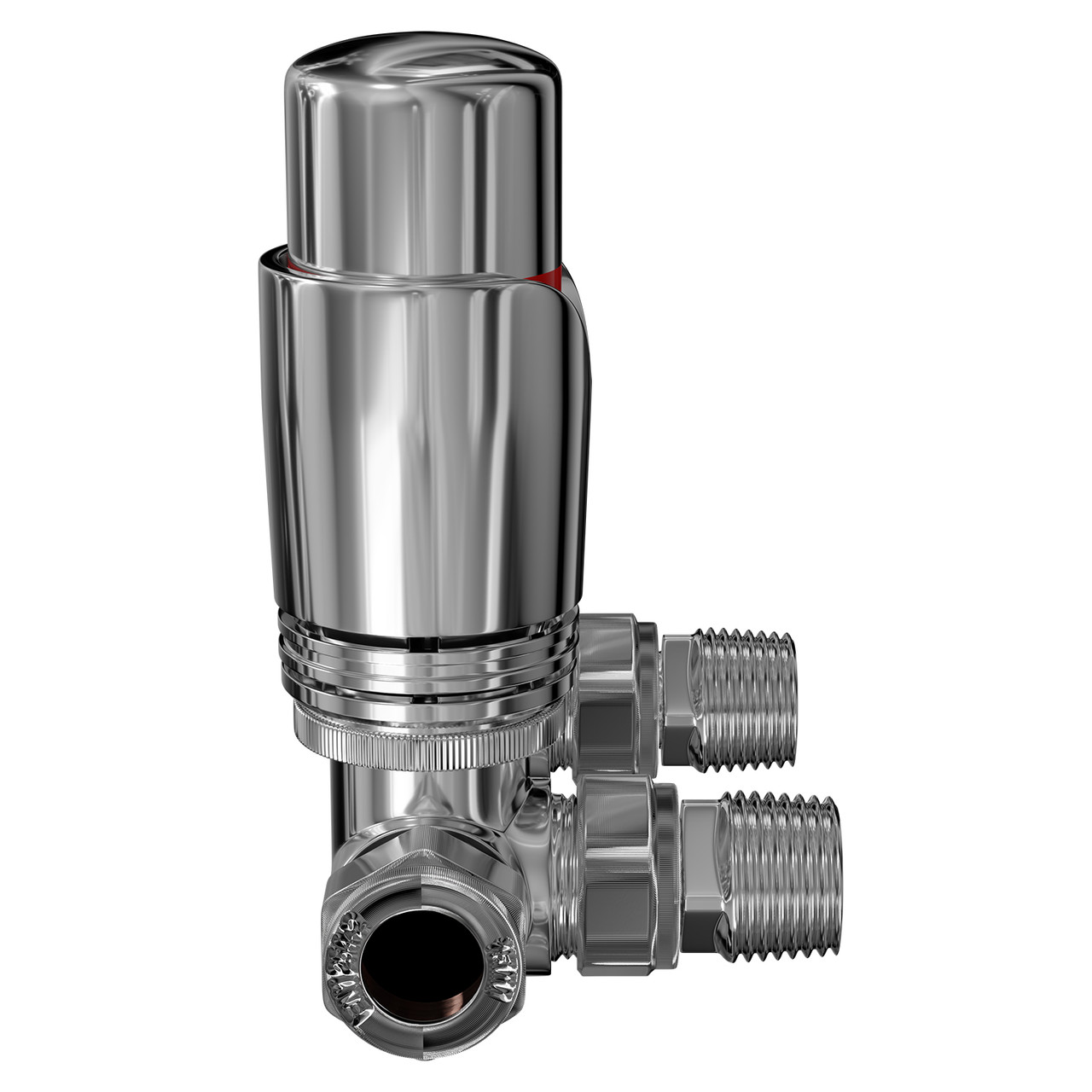 Alves Round Chrome Corner Thermostatic Radiator Valves Side on View