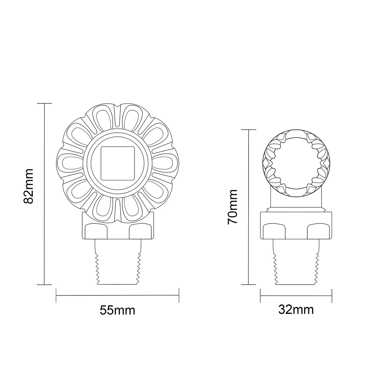 Alves Crocus Wheel Chrome Angled Traditional Thermostatic Radiator Valves Top Down Product Measurements