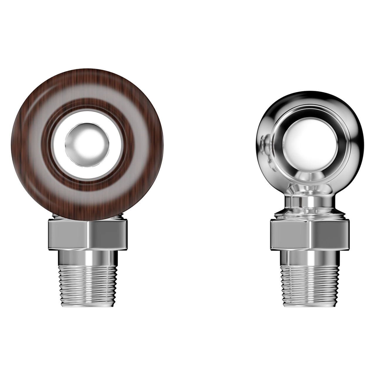 Alves Wooden Head Chrome Angled Traditional Thermostatic Radiator Valves Top Down View