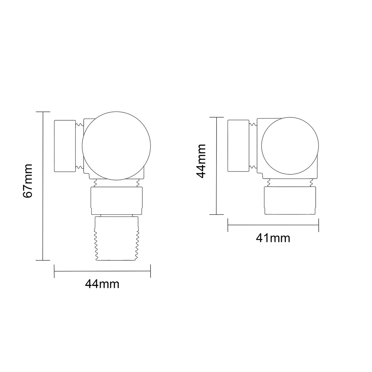 Alves Round Anthracite Corner Radiator Valves Top Down Product Measurements
