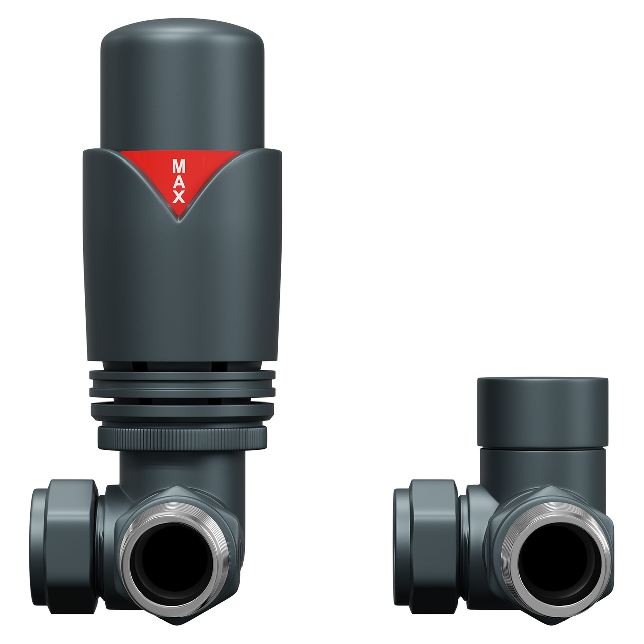 Alves Anthracite Corner Thermostatic Radiator Valves Front View