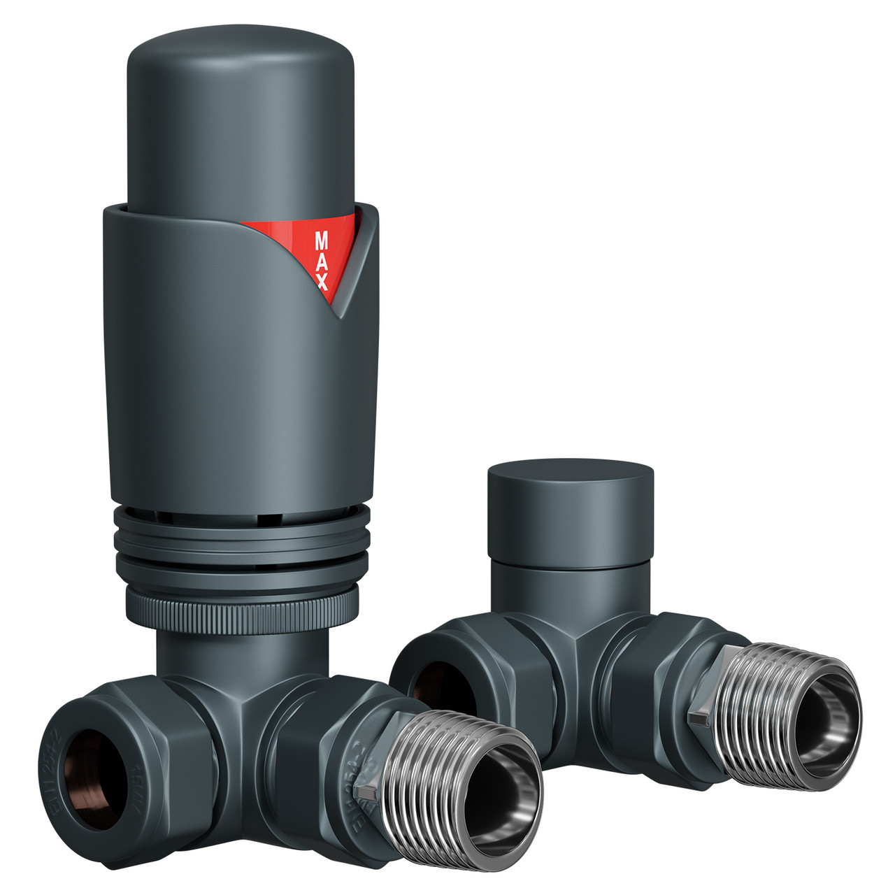 Alves Anthracite Corner Thermostatic Radiator Valves Right Hand Side View