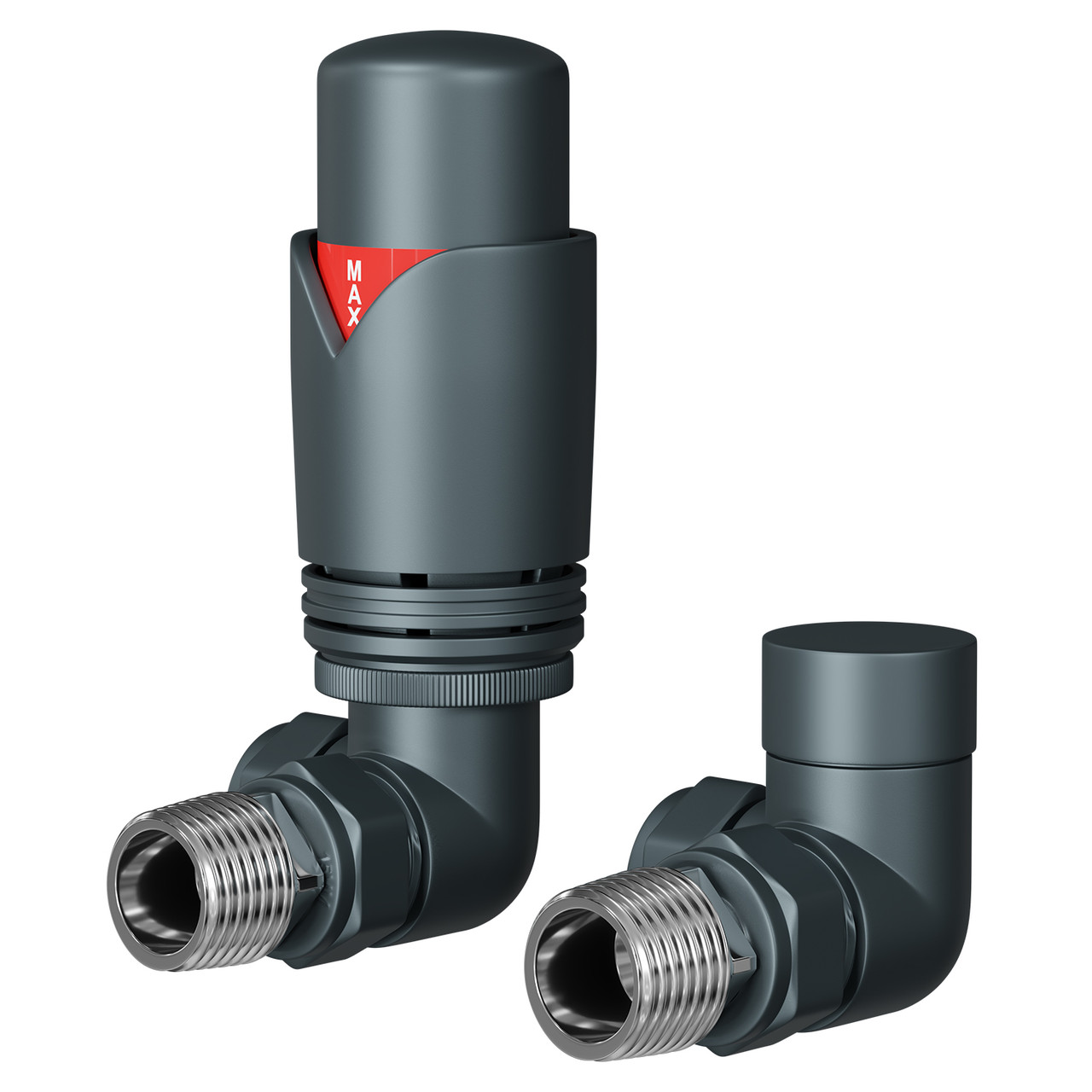 Alves Anthracite Corner Thermostatic Radiator Valves Left Hand Side View