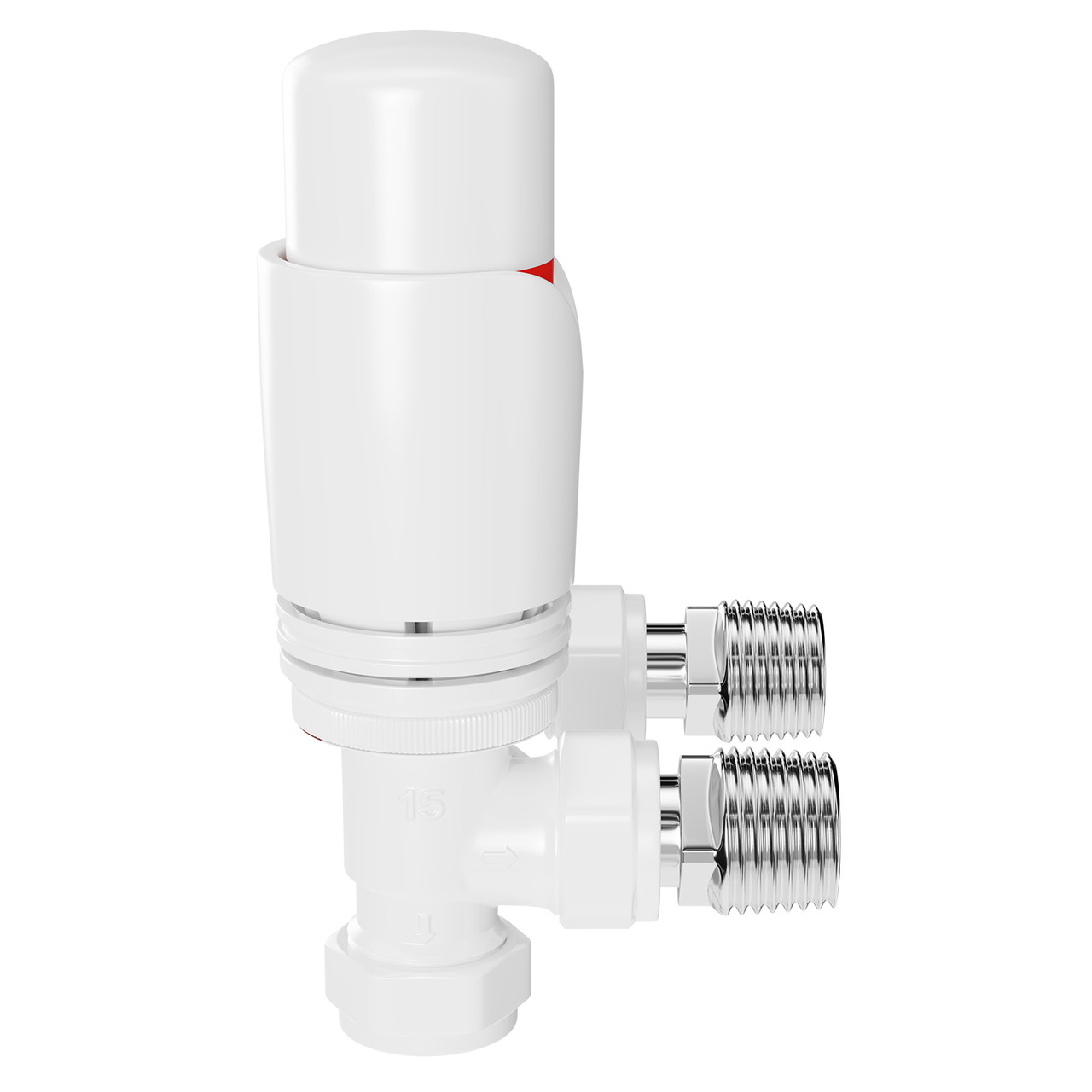 Alves White Angled Thermostatic Radiator Valves Side on View