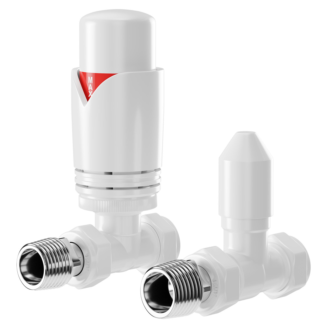 Alves White Straight Thermostatic Radiator Valves Right Hand Side View