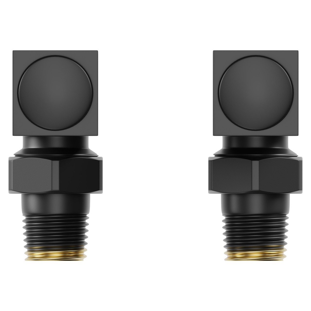 Alves Square Matt Black Angled Radiator Valves Top Down View