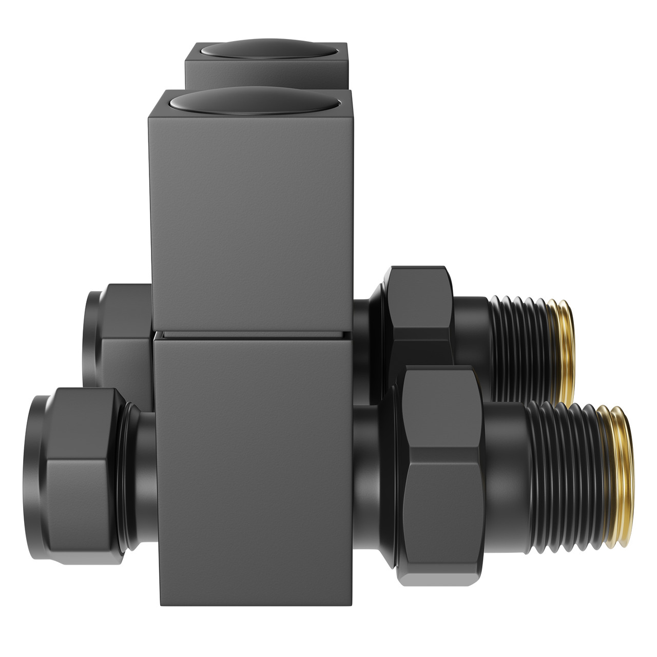 Alves Square Matt Black Straight Radiator Valves Side on View