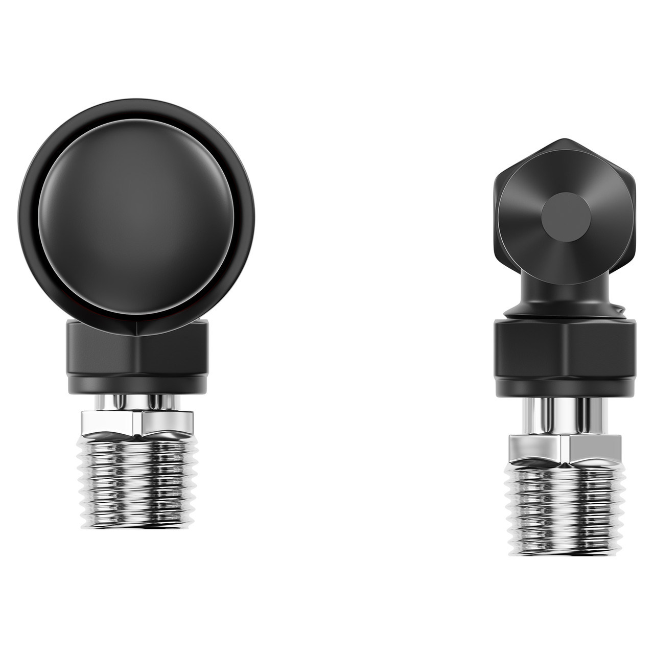 Alves Matt Black Angled Thermostatic Radiator Valves Top Down View