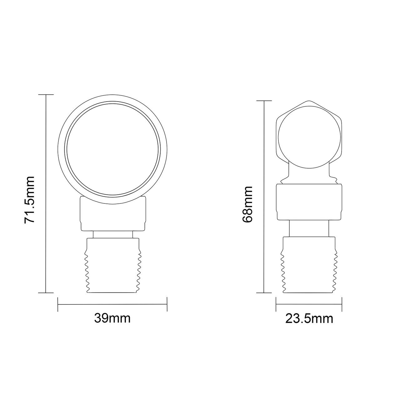 Alves Matt Black Angled Thermostatic Radiator Valves Top Down Product Measurements