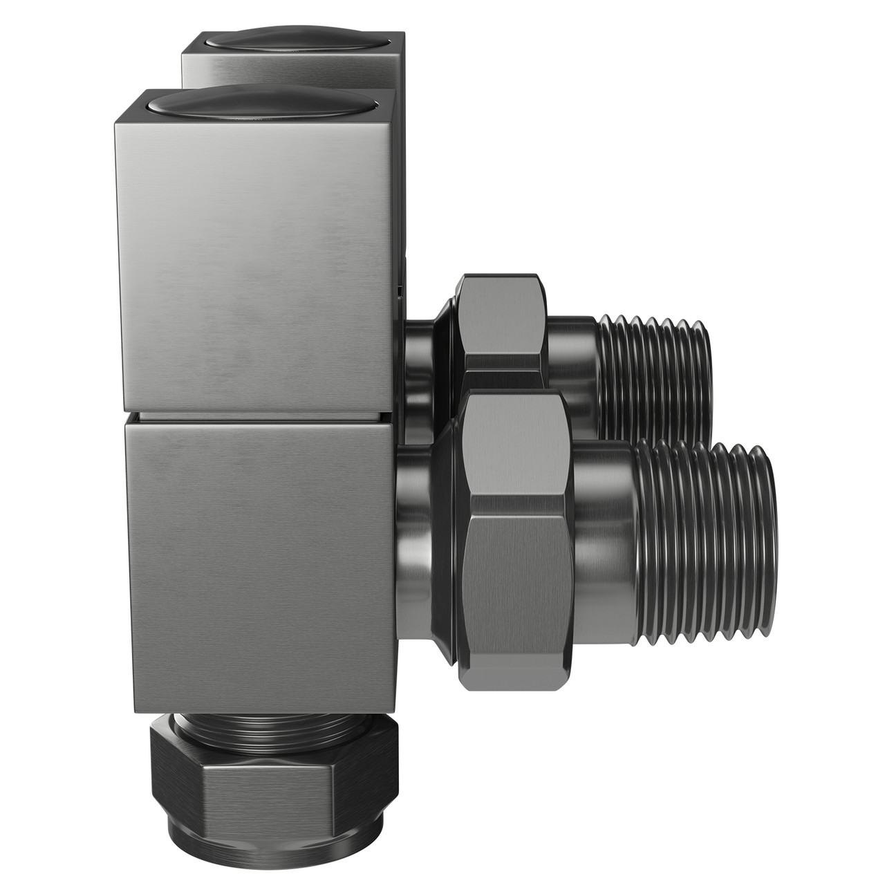 Alves Square Gunmetal Grey Angled Radiator Valves Side on View