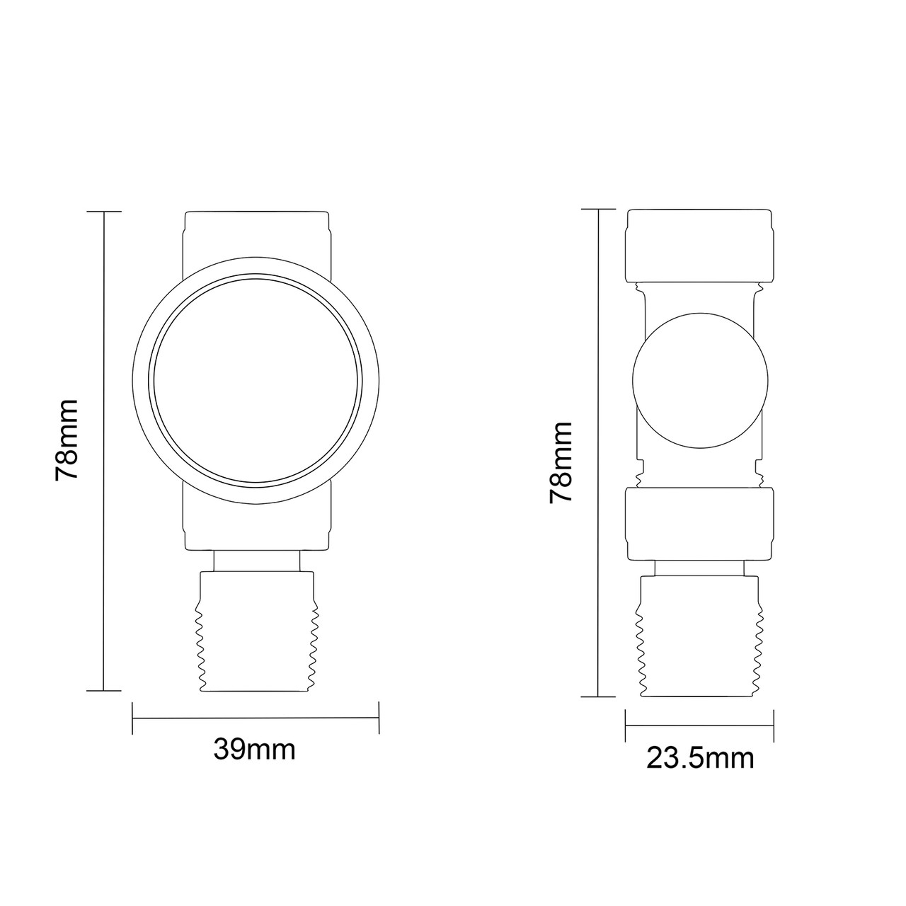 Alves Gunmetal Grey Straight Thermostatic Radiator Valves Top Down Product Measurements