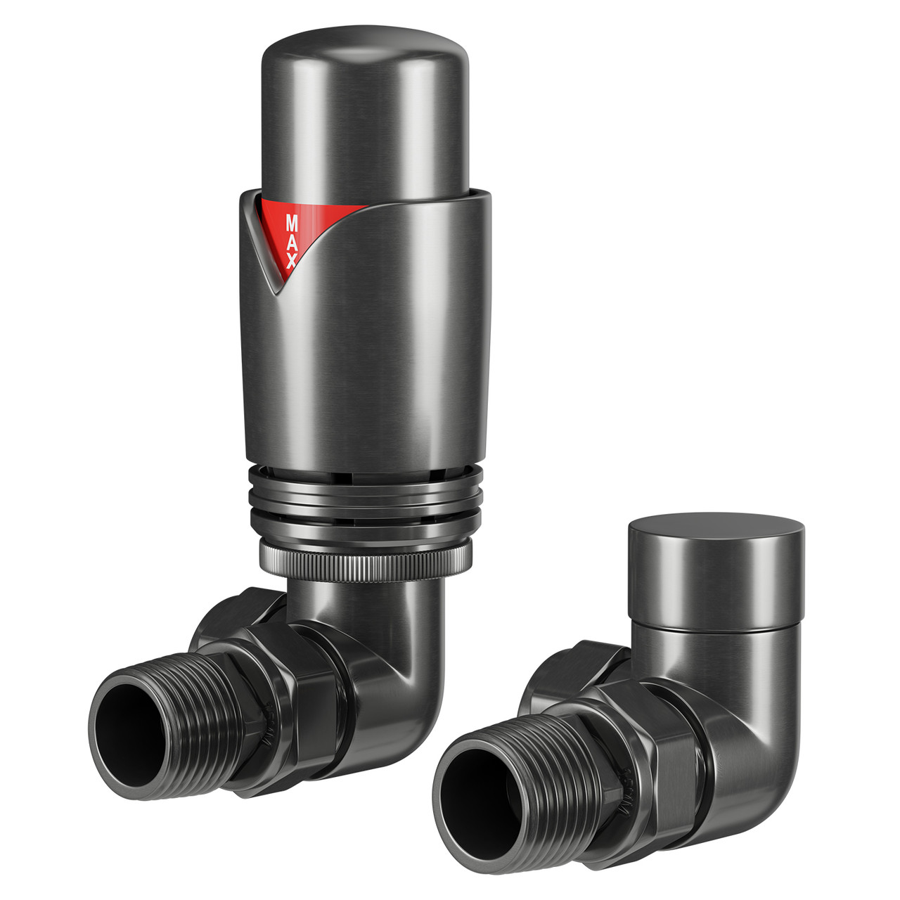 Alves Gunmetal Grey Corner Thermostatic Radiator Valves Right Hand Side View