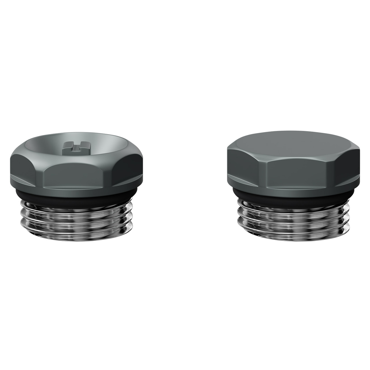 Alves Anthracite Blanking Plug and Bleed Valve Front View