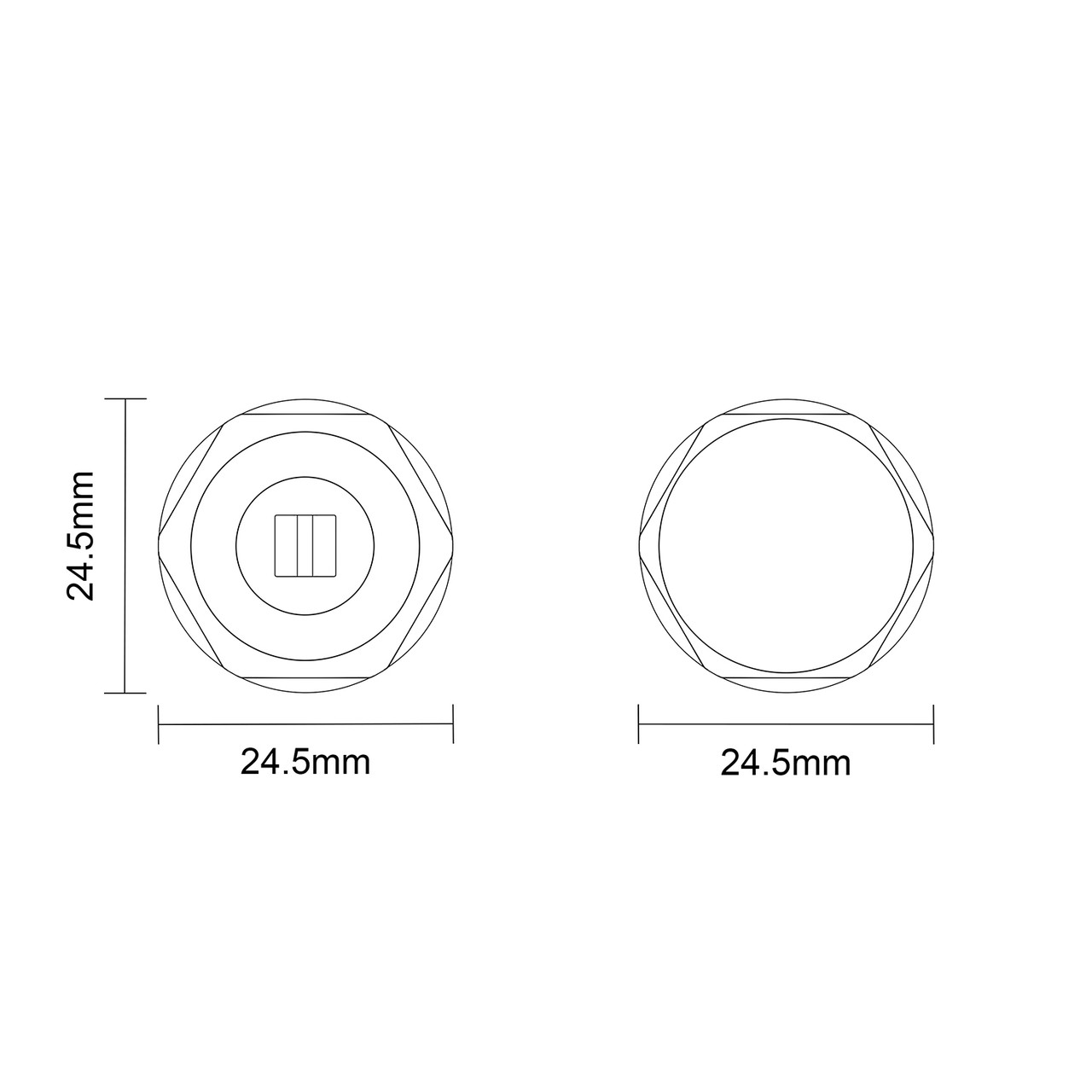 Alves Anthracite Blanking Plug and Bleed Valve Top Down Product Measurements