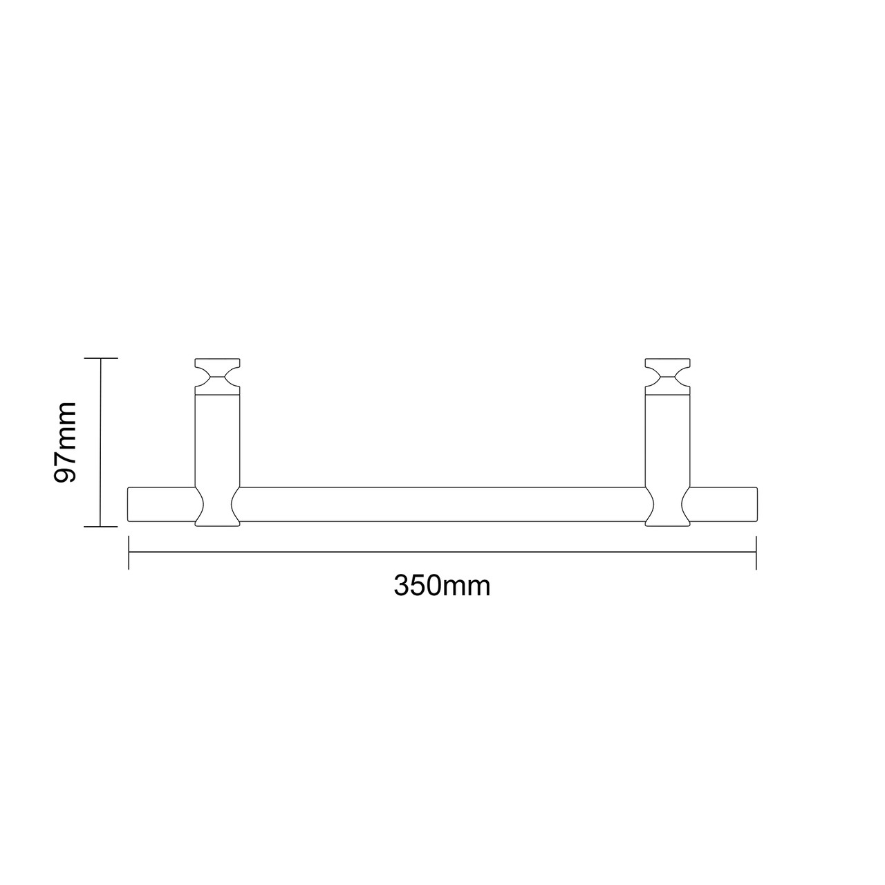 Bruges White 350mm Radiator Towel Rail Top Down Product Measurements