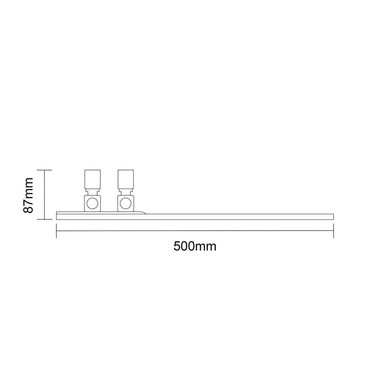 Alcudia Brushed Brass 1150mm x 500mm Heated Towel Rail Top Down Product Measurements