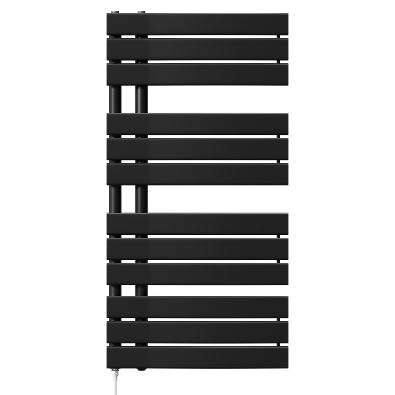 Basel Matt Black 1080mm x 550mm Flat Panel Electric Heated Towel Rail Front View