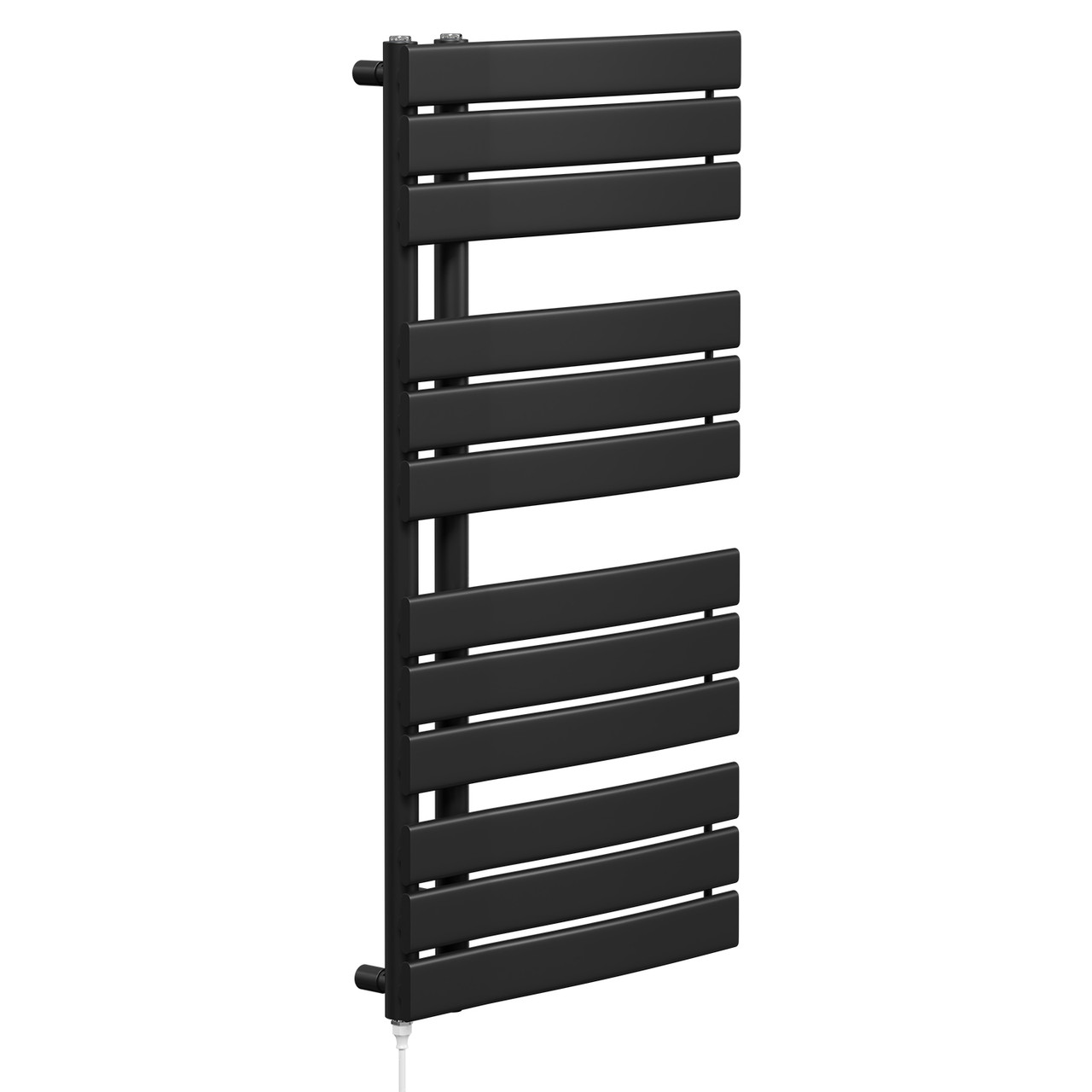 Basel Matt Black 1080mm x 550mm Flat Panel Electric Heated Towel Rail Left Hand Side View