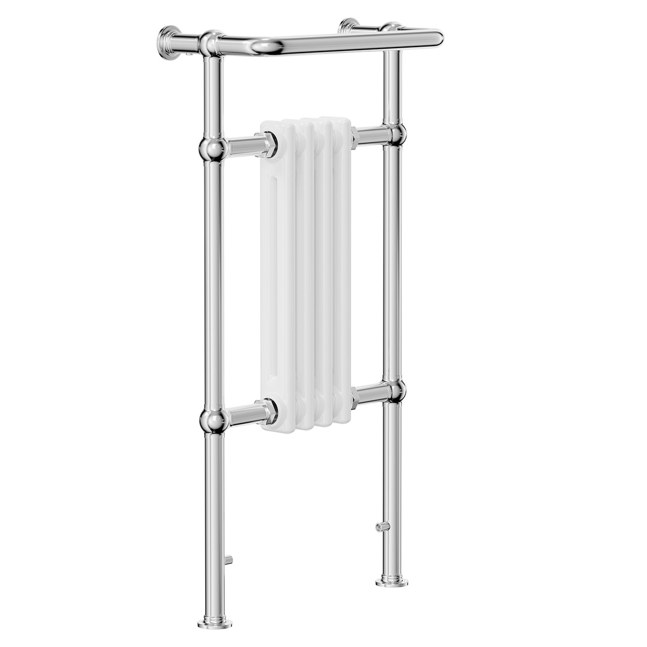 Belgravia White and Chrome 950mm x 480mm Traditional Double Column Towel Radiator Left Hand Side View