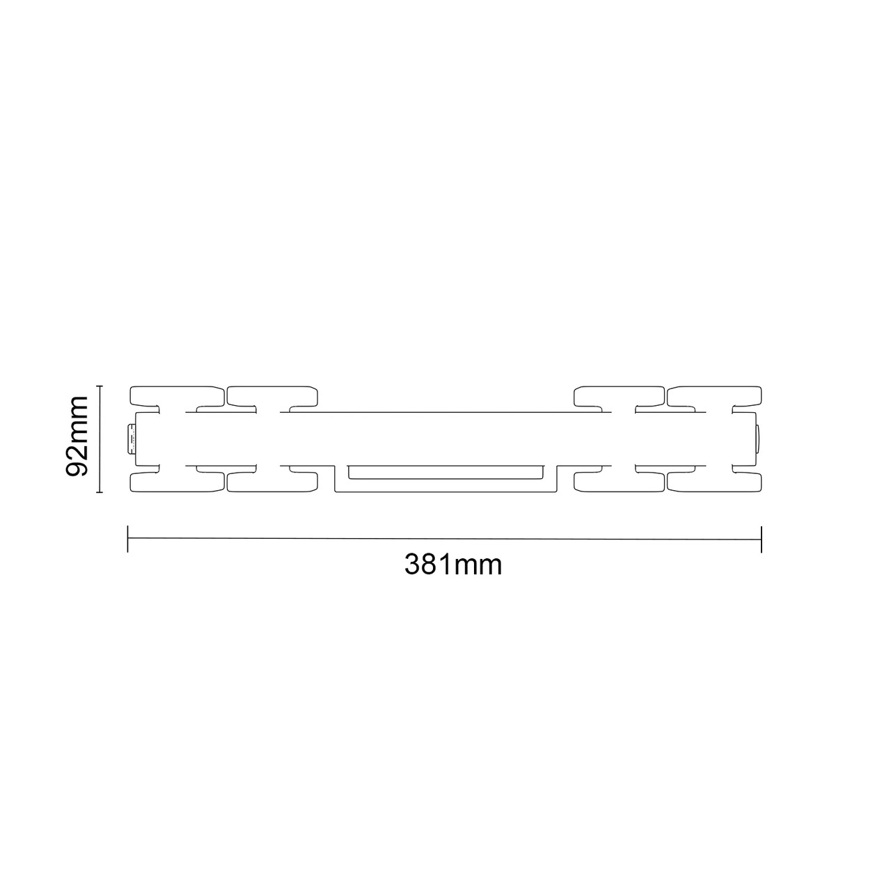 Lisbon White 1800mm x 381mm Double Panel Radiator with Mirror Top Down Product Measurements