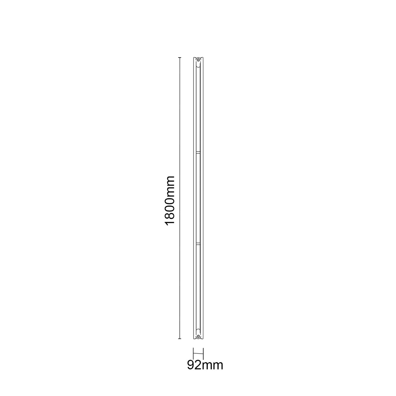 Lisbon White 1800mm x 381mm Double Panel Radiator with Mirror Side on Product Measurements